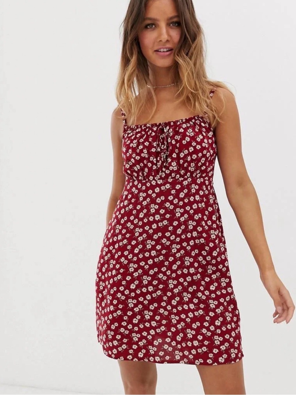 Hollister Y2K 90's Women's Red Floral Babydoll Strappy Dress XS